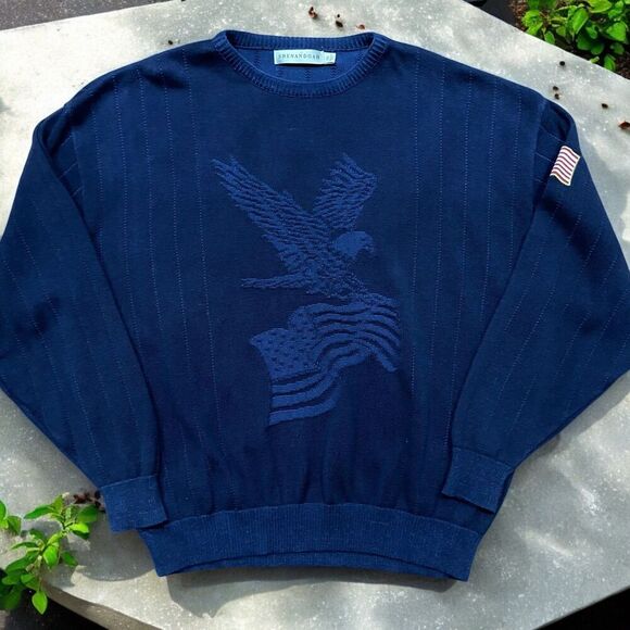 Shenandoah Vintage US Military Bald Eagle Navy Blue Pullover Sweater Men's XXL - Picture 1 of 8